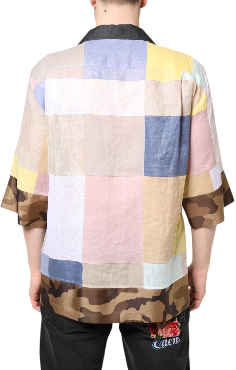 Dolce & Gabbana Multicolor Patchwork Short Sleeve Shirt Divers