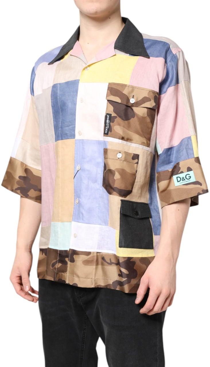 Dolce & Gabbana Multicolor Patchwork Short Sleeve Shirt Divers
