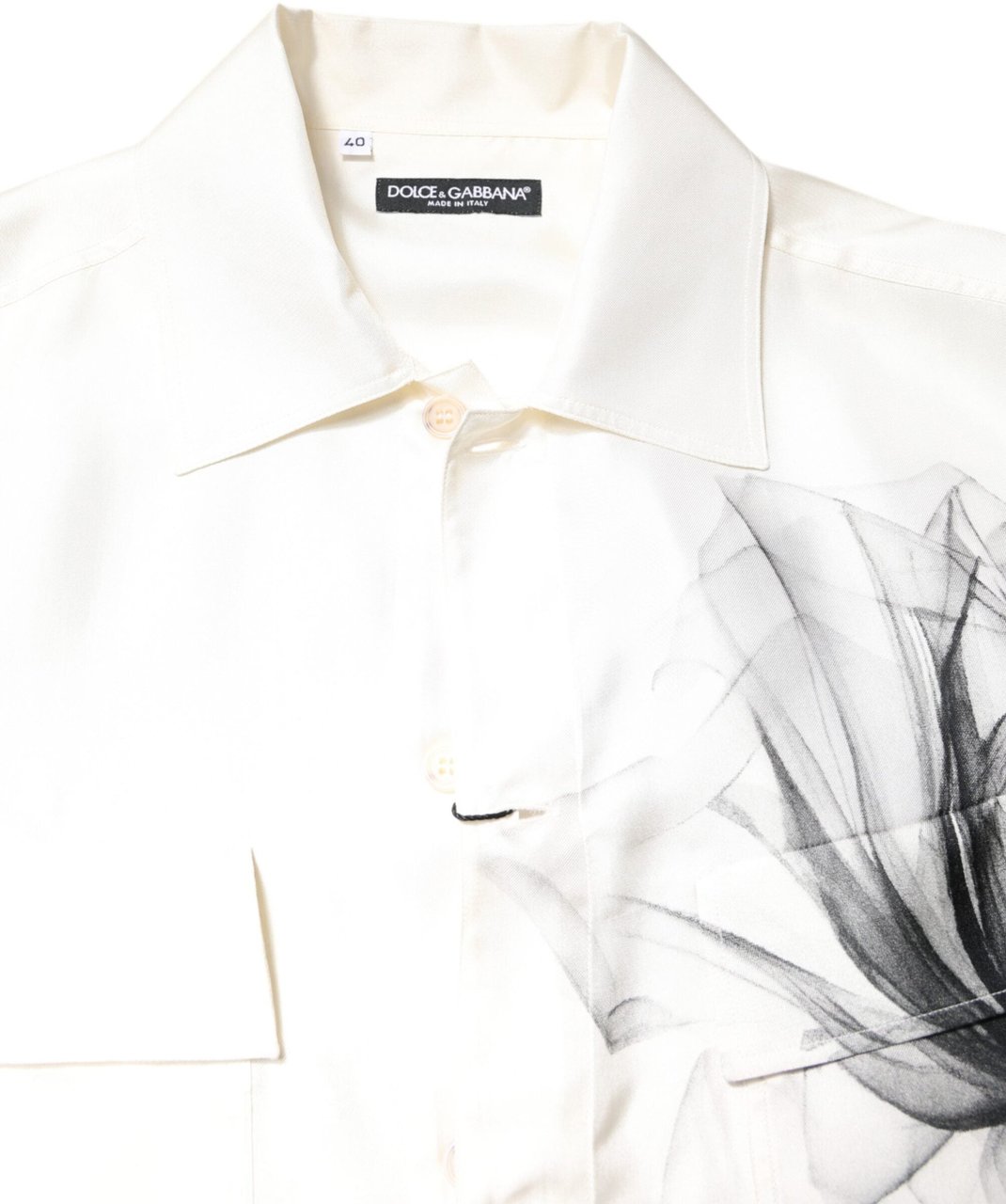 Dolce & Gabbana Ivory Silk Long Sleeves Men Casual Shirt Wit
