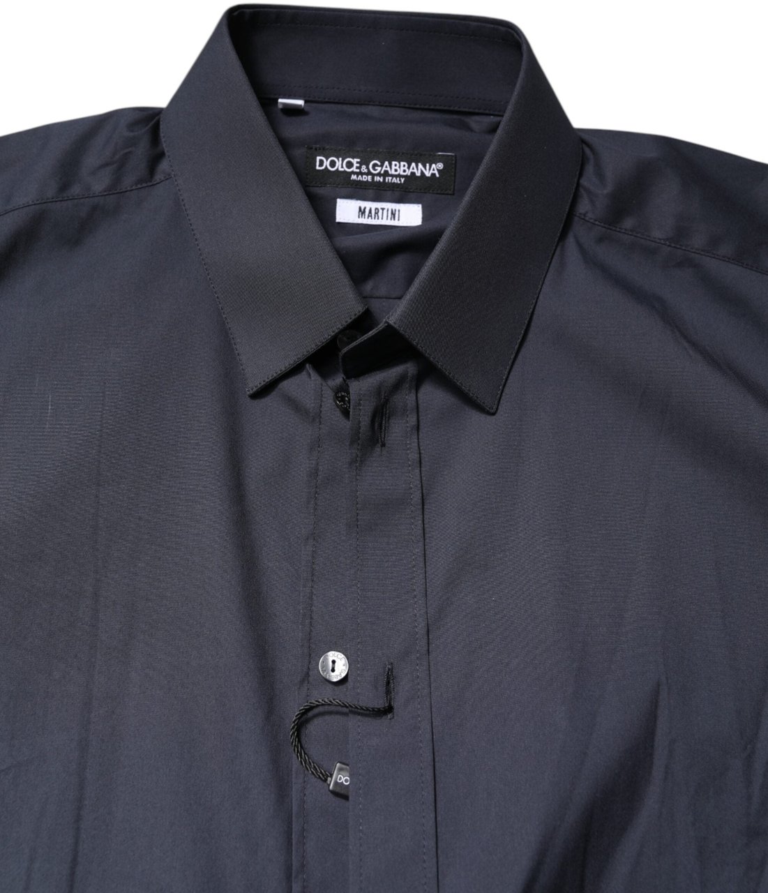 Dolce & Gabbana Dark Blue MARTINI Cotton Dress Formal Shirt Blauw