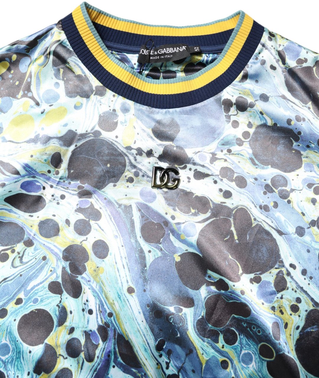 Dolce & Gabbana Multicolor Marble Print Men Pullover Sweater Roze