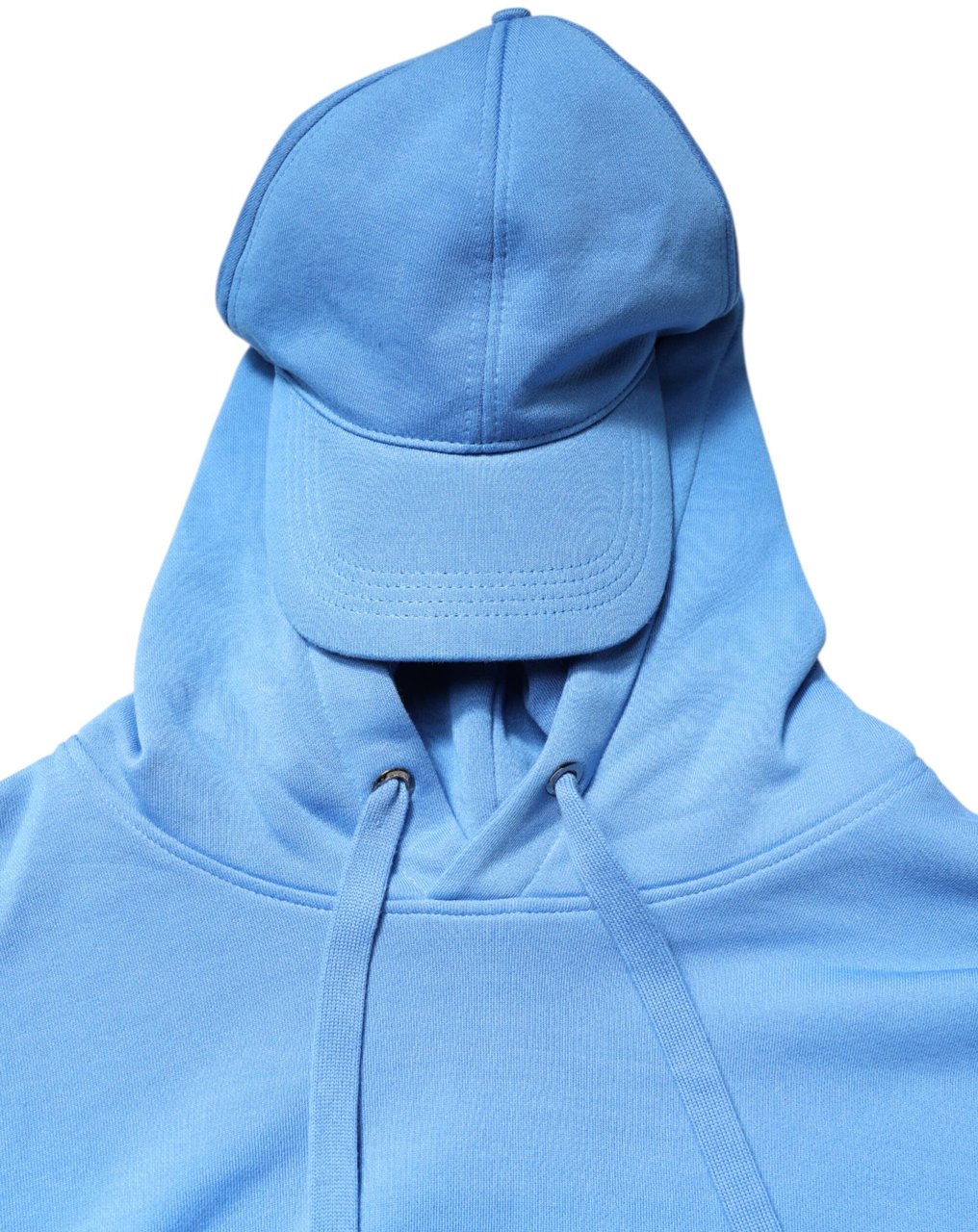 Dolce & Gabbana Blue Cotton Hooded Men Sportswear Vest Sweater Blauw