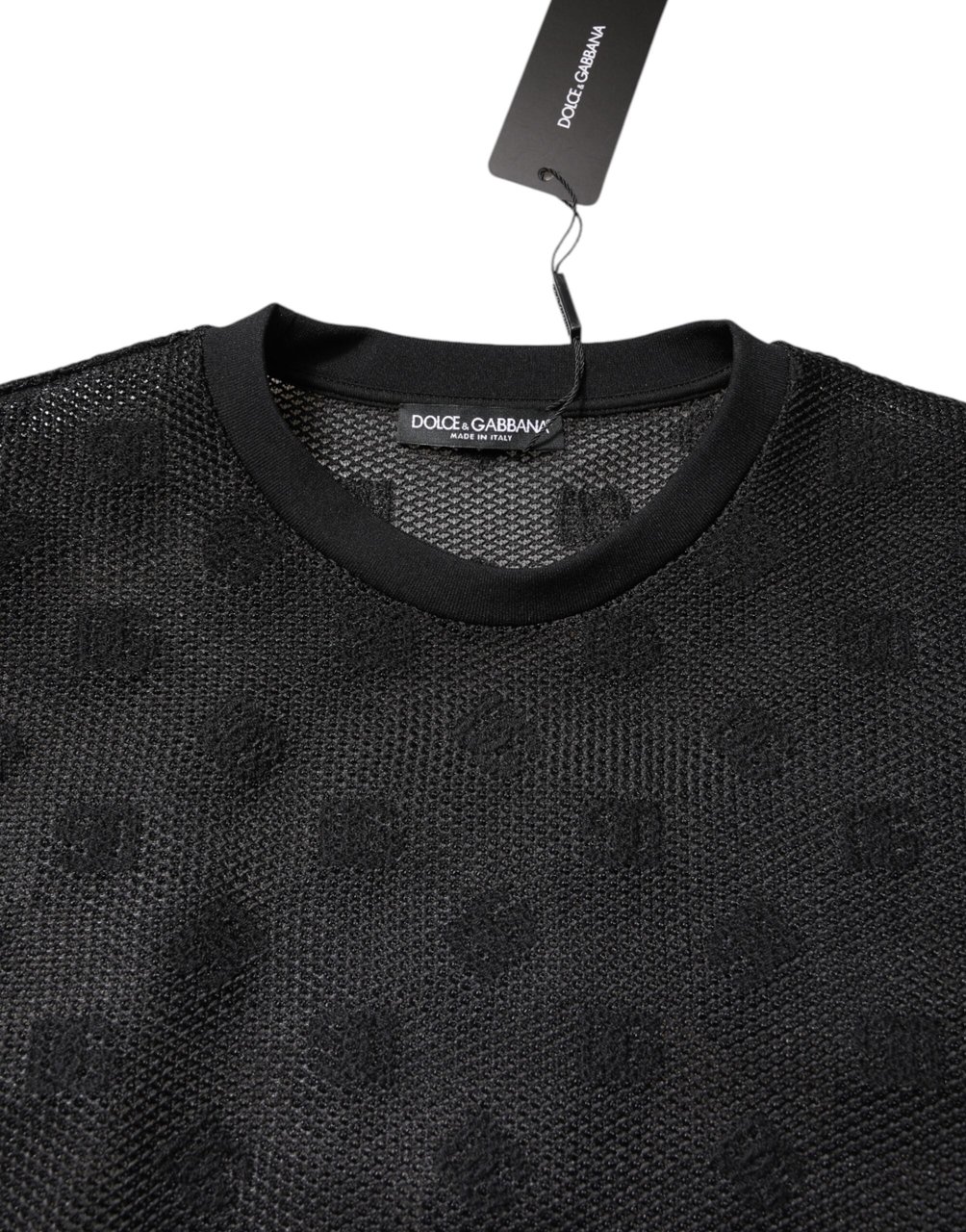 Dolce & Gabbana Black See Through Logo Short Sleeves T-shirt Zwart
