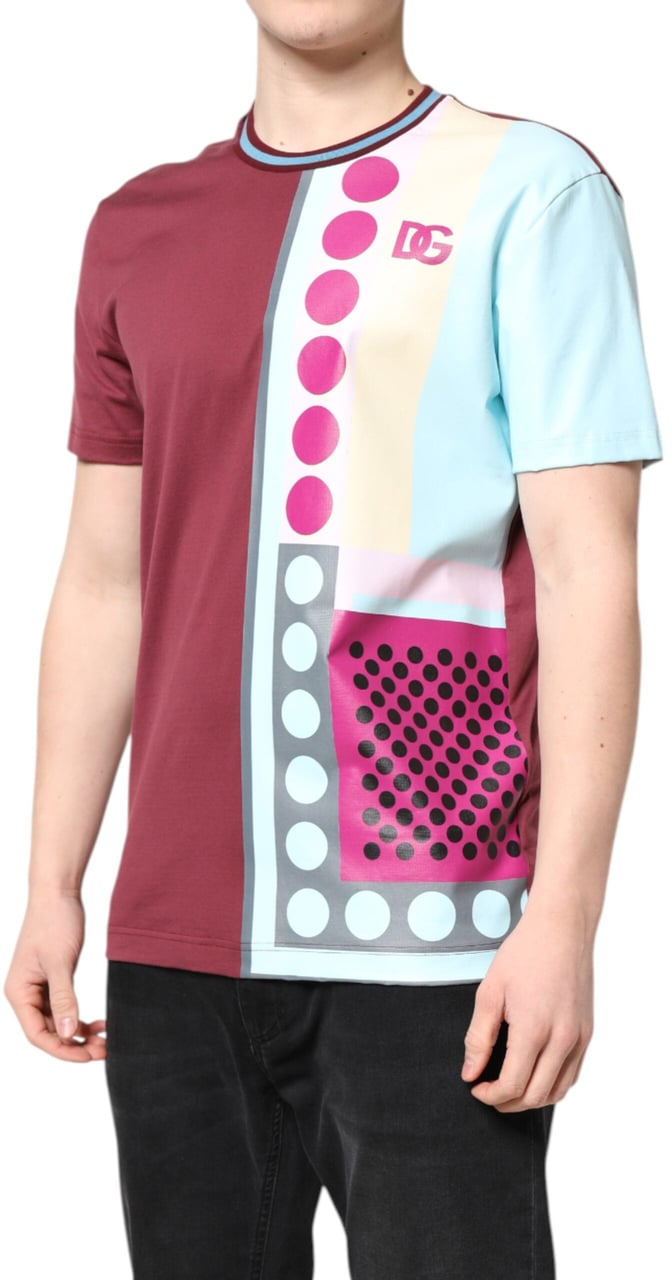 Dolce & Gabbana Multicolor Printed Logo Short Sleeve T-shirt Geel
