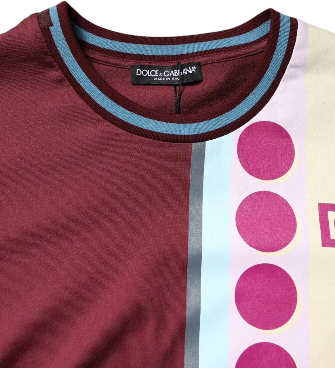 Dolce & Gabbana Multicolor Printed Logo Short Sleeve T-shirt Geel