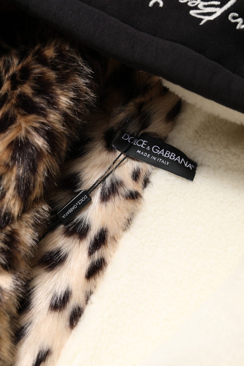 Dolce & Gabbana Black Embroidered Full Zip Hooded Jacket Zwart