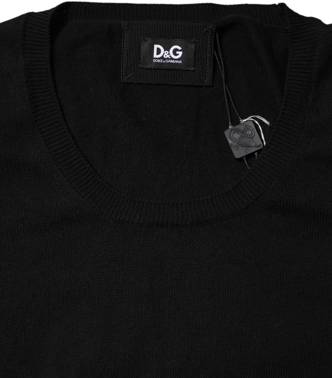 Dolce & Gabbana Black Cotton Round Neck Short Sleeve T-shirt Zwart