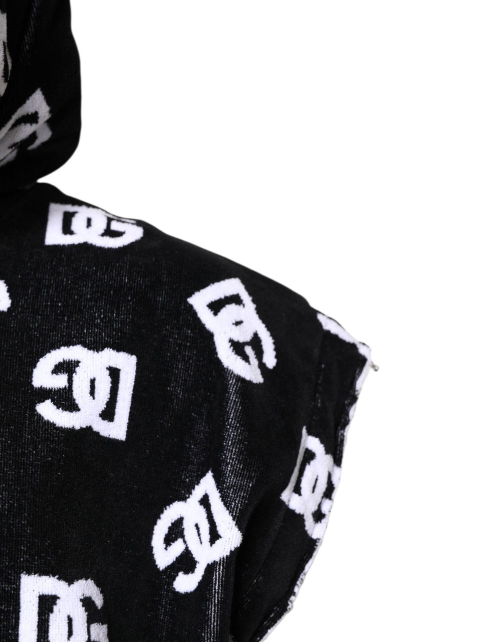 Dolce & Gabbana Black DG Cotton Hooded Sleeveless Sweater Zwart