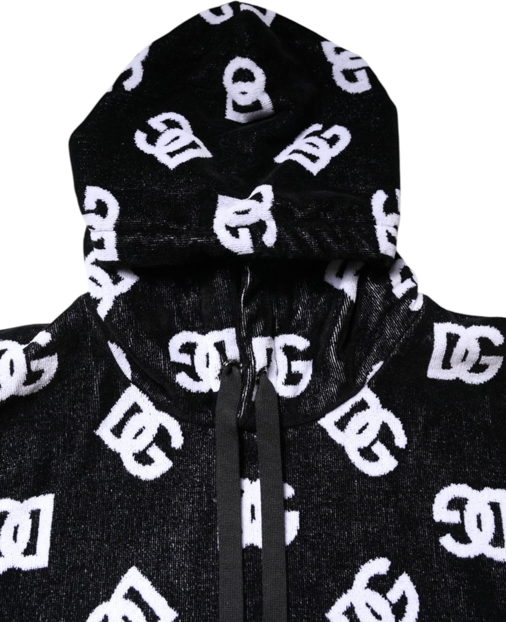 Dolce & Gabbana Black DG Cotton Hooded Sleeveless Sweater Zwart