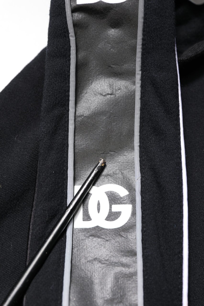 Dolce & Gabbana Black Cotton Logo Hooded Sweatshirt Sweater Zwart