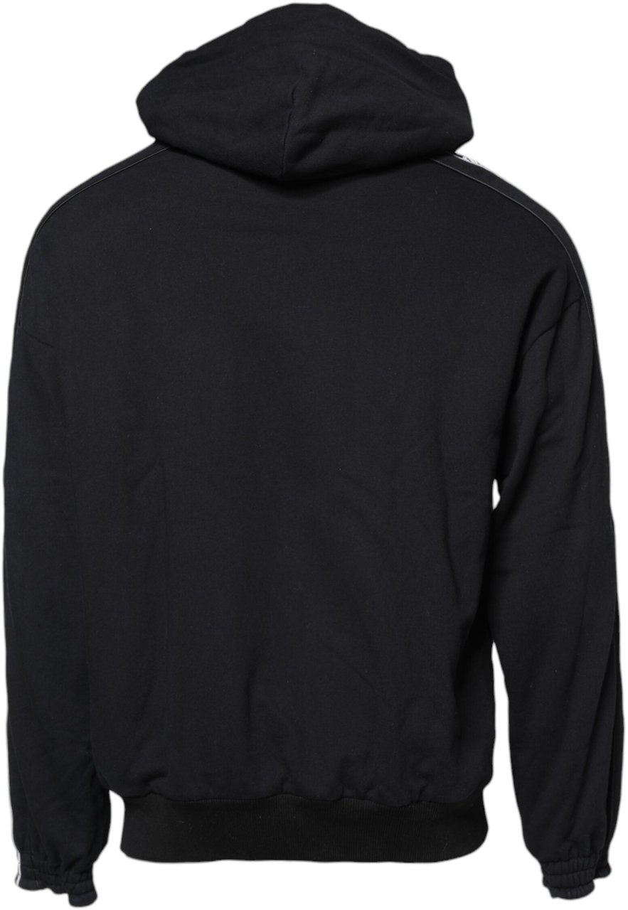 Dolce & Gabbana Black Cotton Logo Hooded Sweatshirt Sweater Zwart