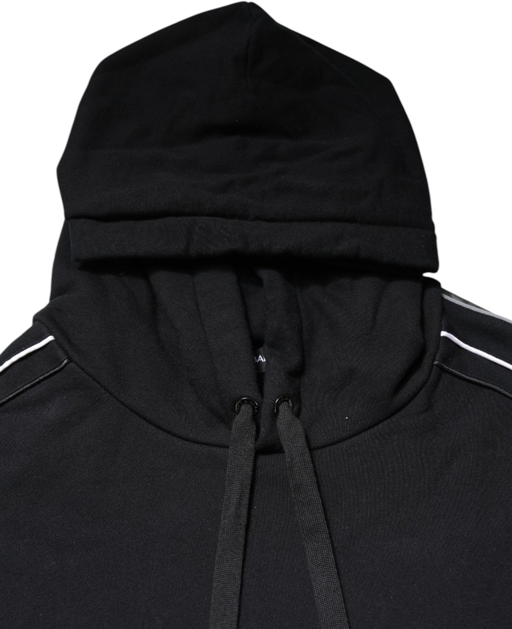 Dolce & Gabbana Black Cotton Logo Hooded Sweatshirt Sweater Zwart