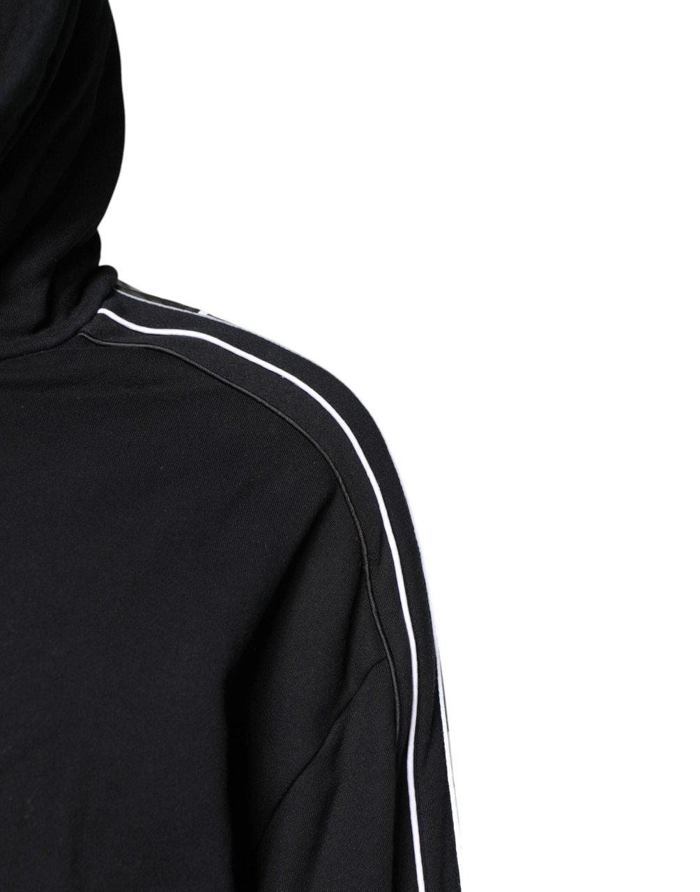 Dolce & Gabbana Black Cotton Logo Hooded Sweatshirt Sweater Zwart