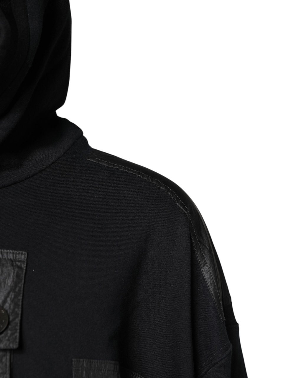 Dolce & Gabbana Black Cotton Hooded Sweatshirt Sweater Zwart