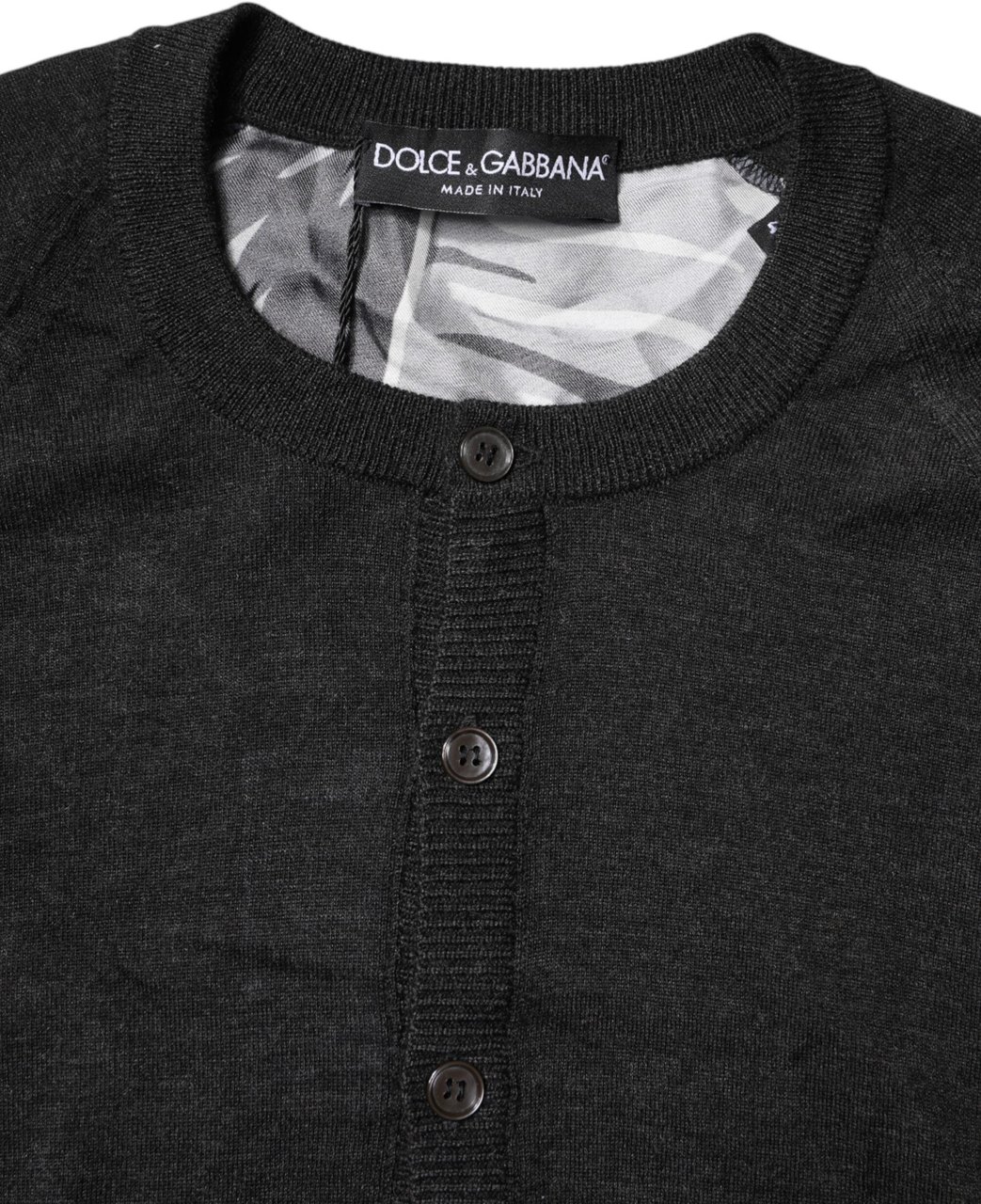 Dolce & Gabbana Black Printed Knitted Men Pullover Sweater Zwart