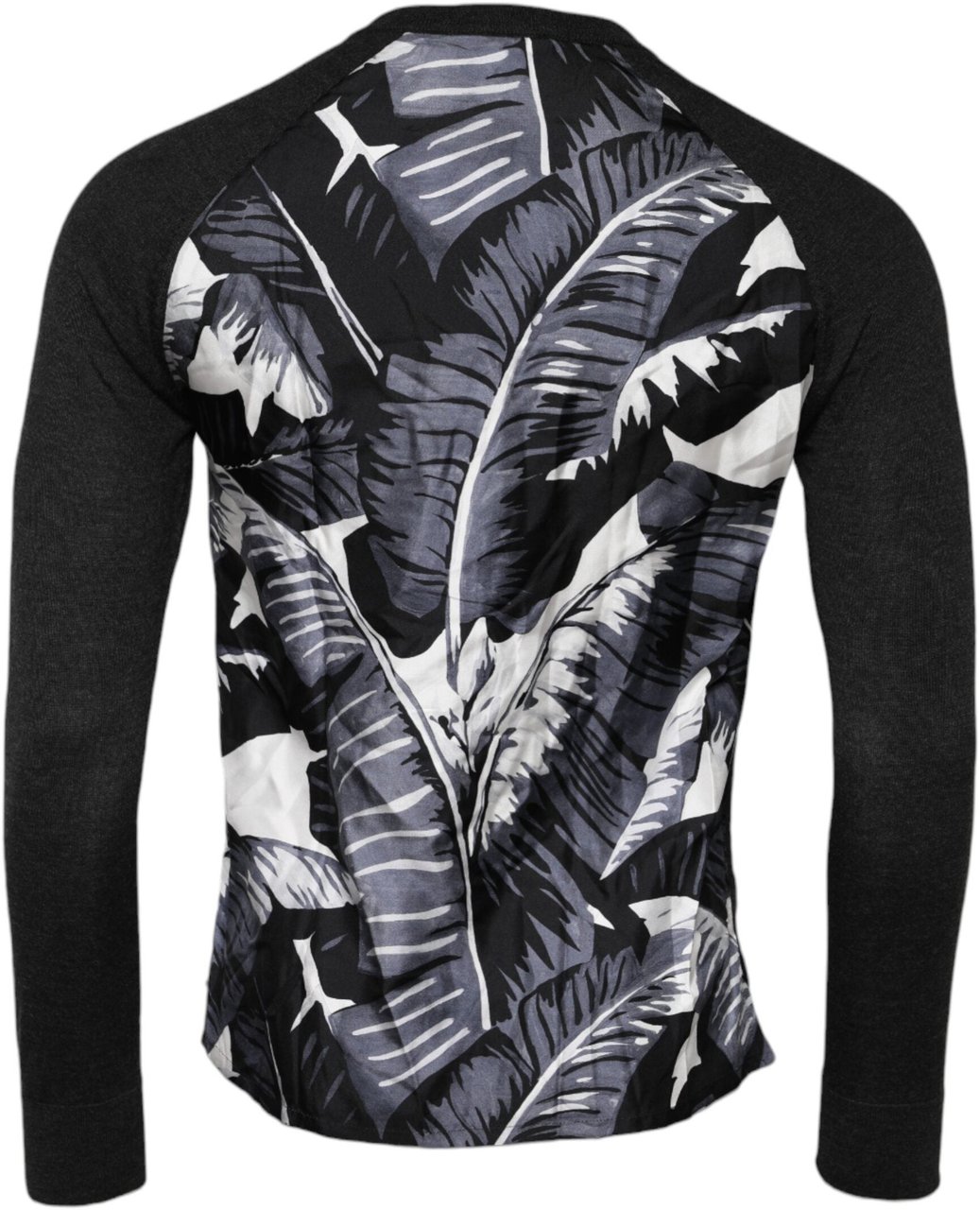 Dolce & Gabbana Black Printed Knitted Men Pullover Sweater Zwart