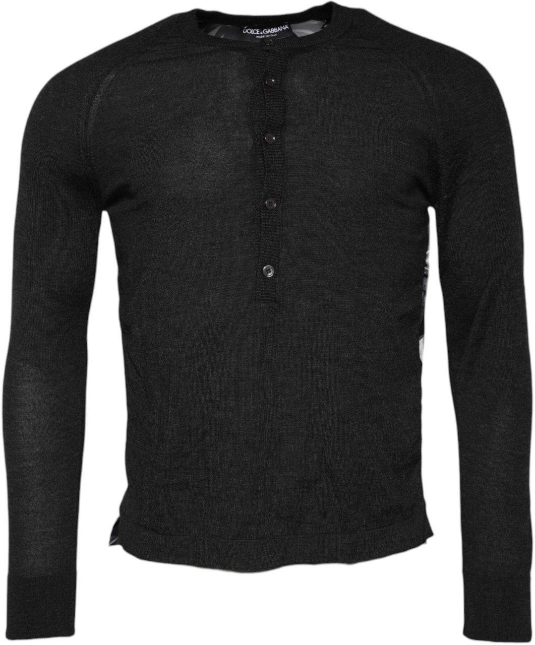 Dolce & Gabbana Black Printed Knitted Men Pullover Sweater Zwart