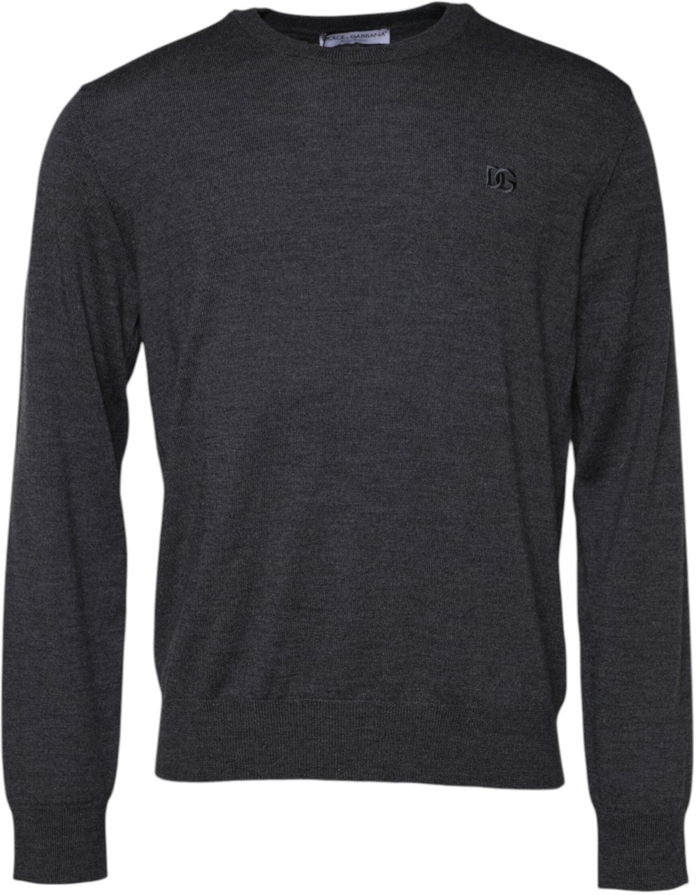 Dolce & Gabbana Gray Wool Logo Knitted Men Pullover Sweater Zwart
