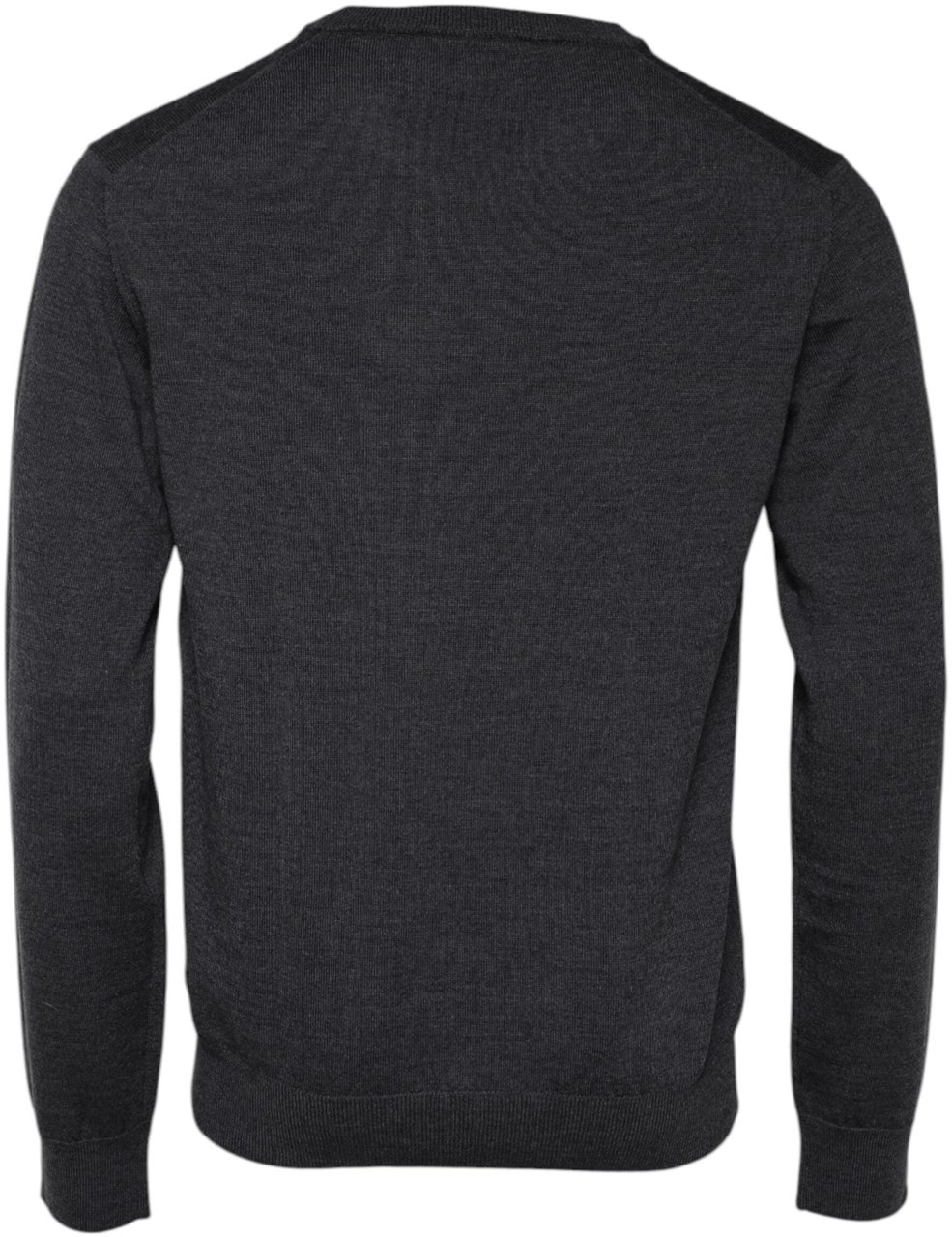 Dolce & Gabbana Gray Wool Logo Knitted Men Pullover Sweater Zwart