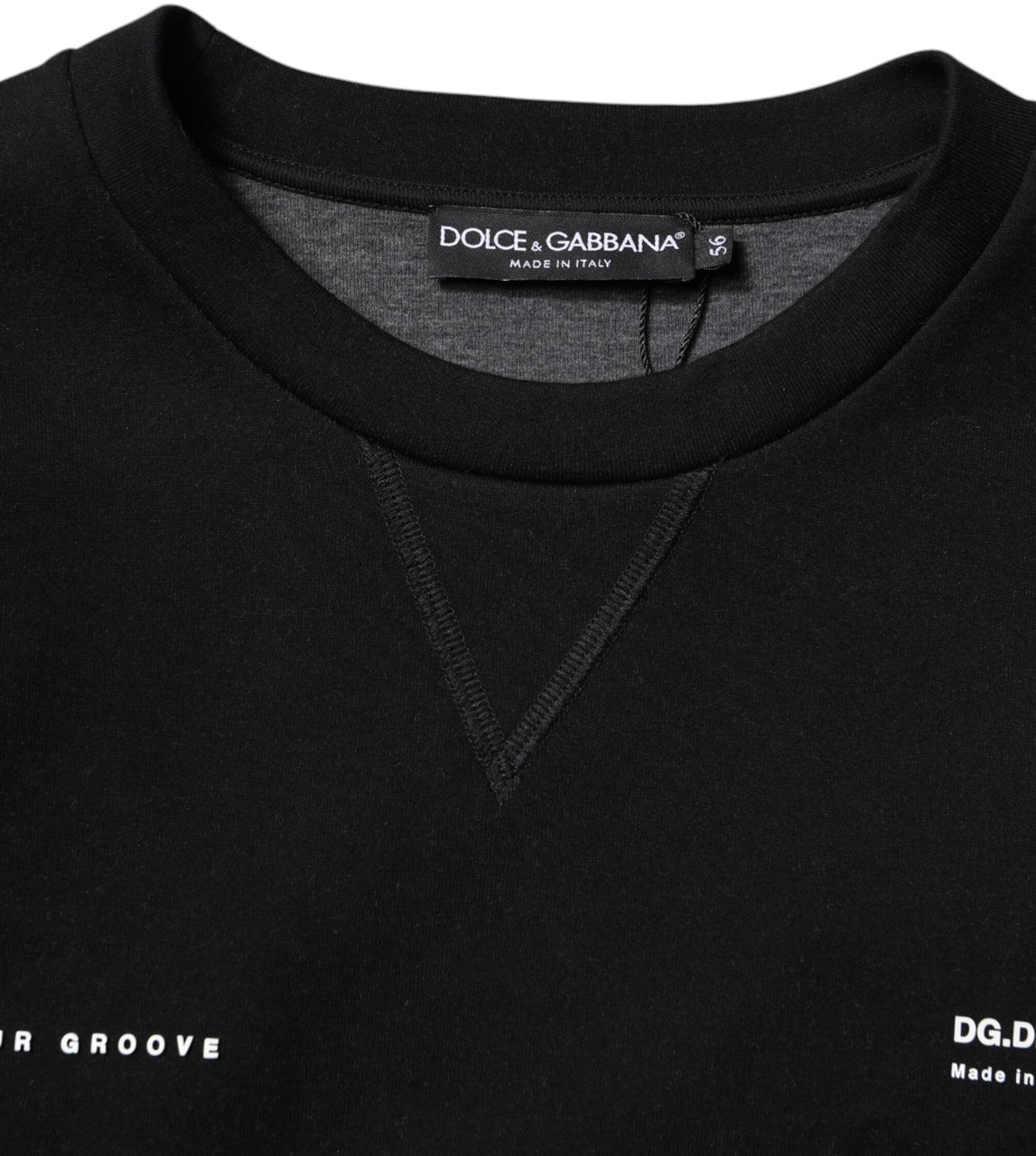 Dolce & Gabbana Black Cotton Logo Knitted Pullover Sweater Zwart