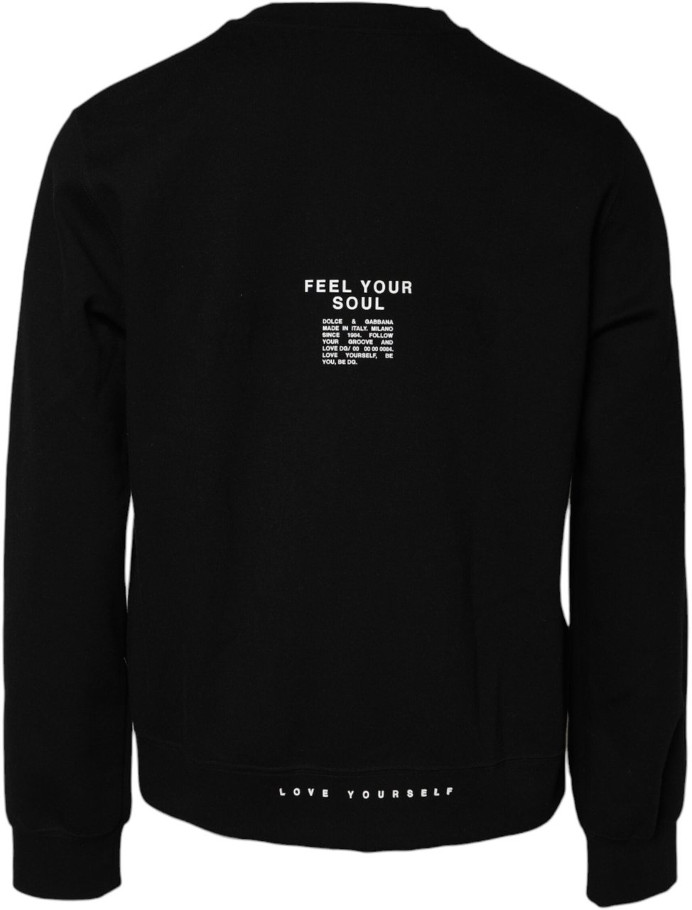 Dolce & Gabbana Black Cotton Logo Knitted Pullover Sweater Zwart