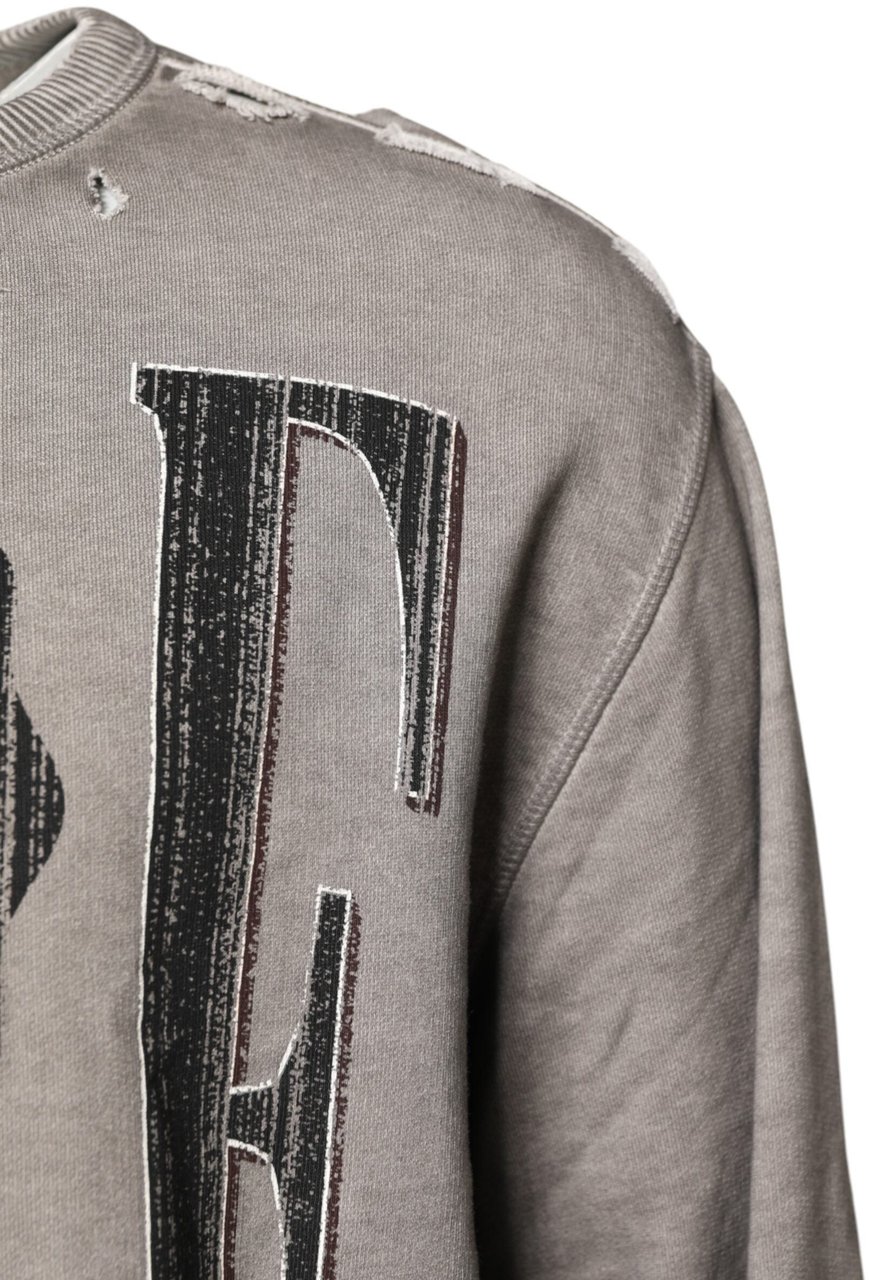 Dolce & Gabbana Gray Logo Print Crew Neck Pullover Sweater Grijs