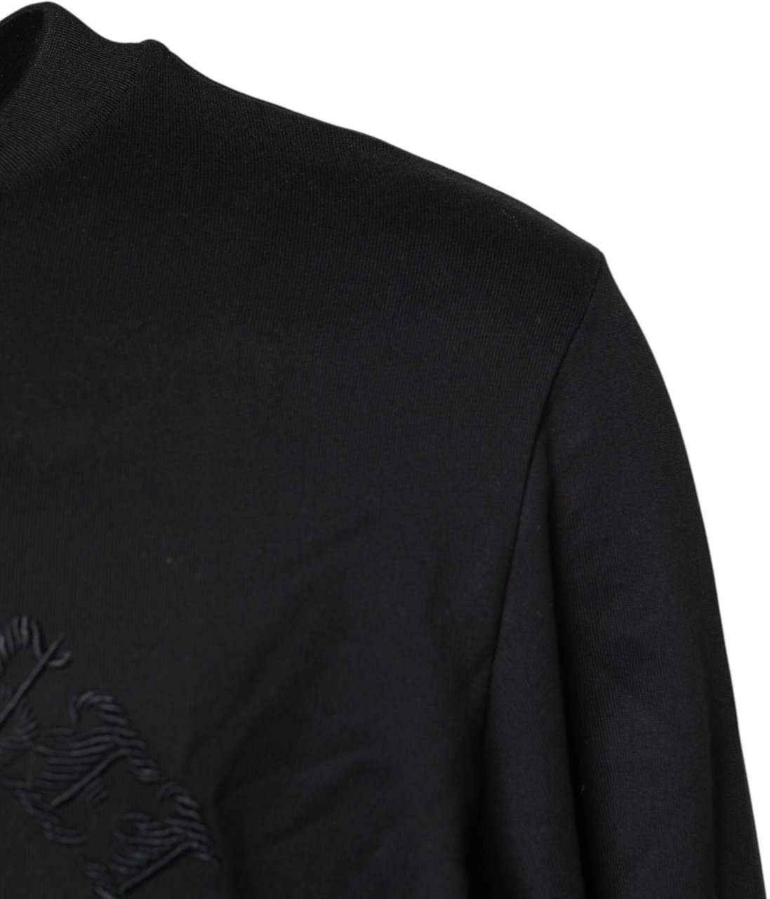 Dolce & Gabbana Black Embroidered Crew Neck Pullover Sweater Zwart