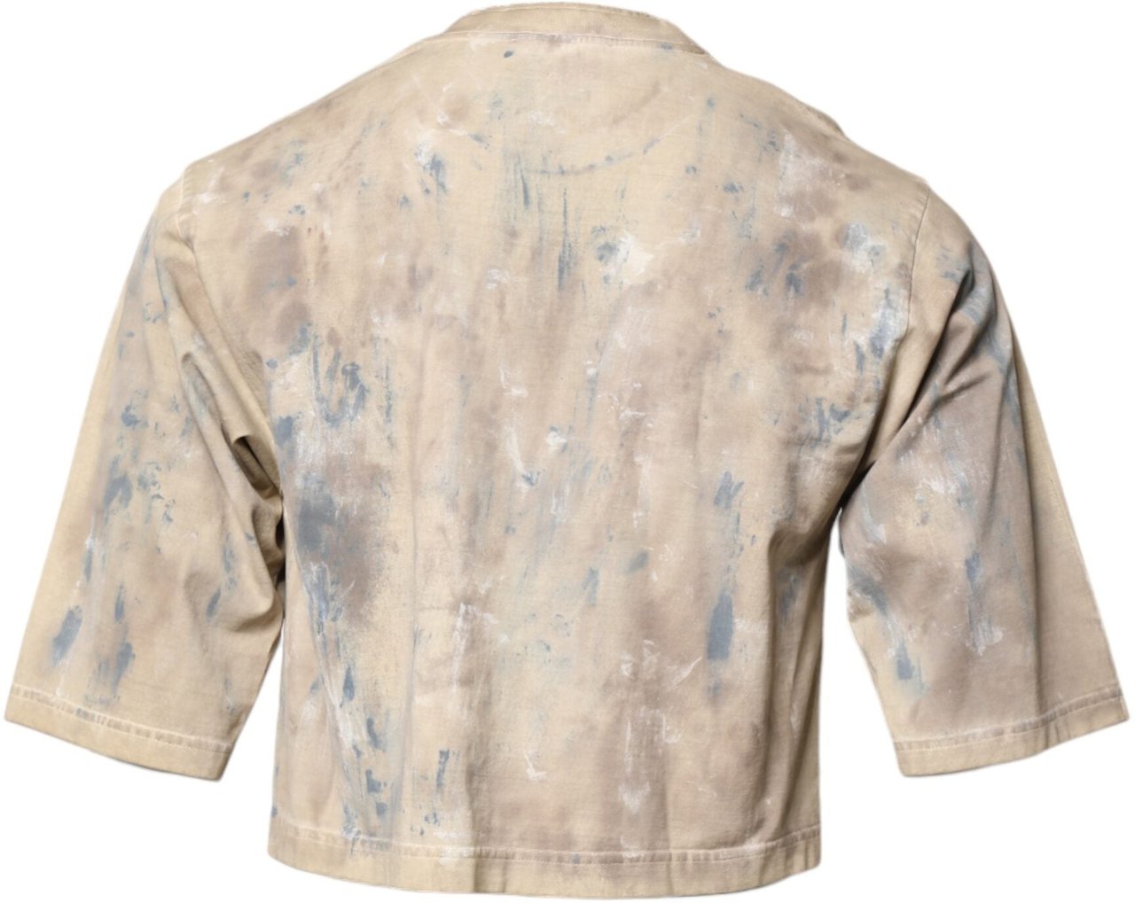 Dolce & Gabbana Beige Tie Dye DG Embroidery Cropped T-shirt Beige