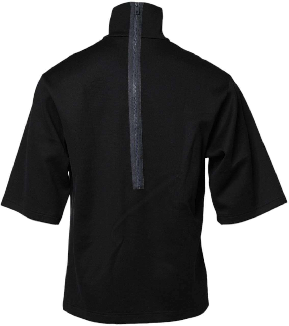 Dolce & Gabbana Black Cotton DG Print Turtleneck T-shirt Zwart