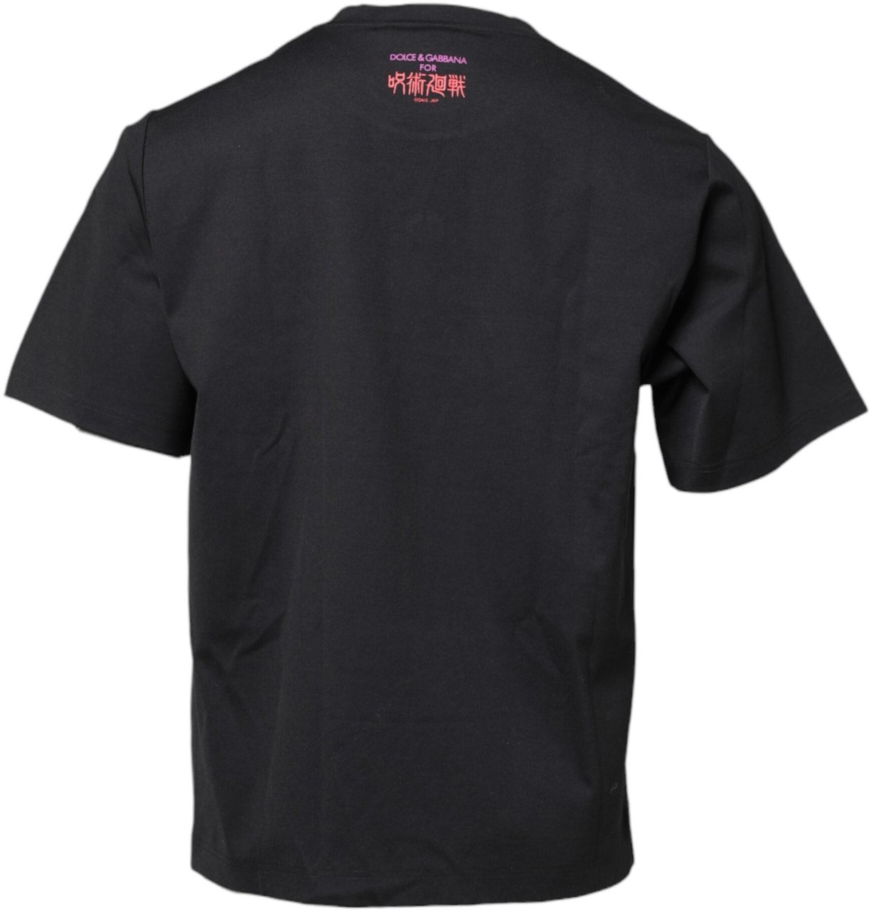Dolce & Gabbana Black Cotton Graphic Print Crew Neck T-shirt Zwart