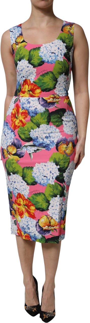 Dolce & Gabbana Multicolor Floral Sleeveless Sheath Dress Divers
