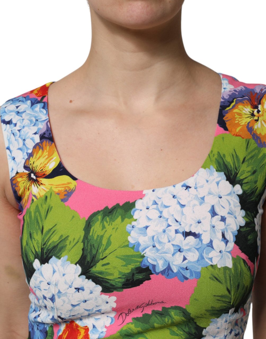 Dolce & Gabbana Multicolor Floral Sleeveless Sheath Dress Divers