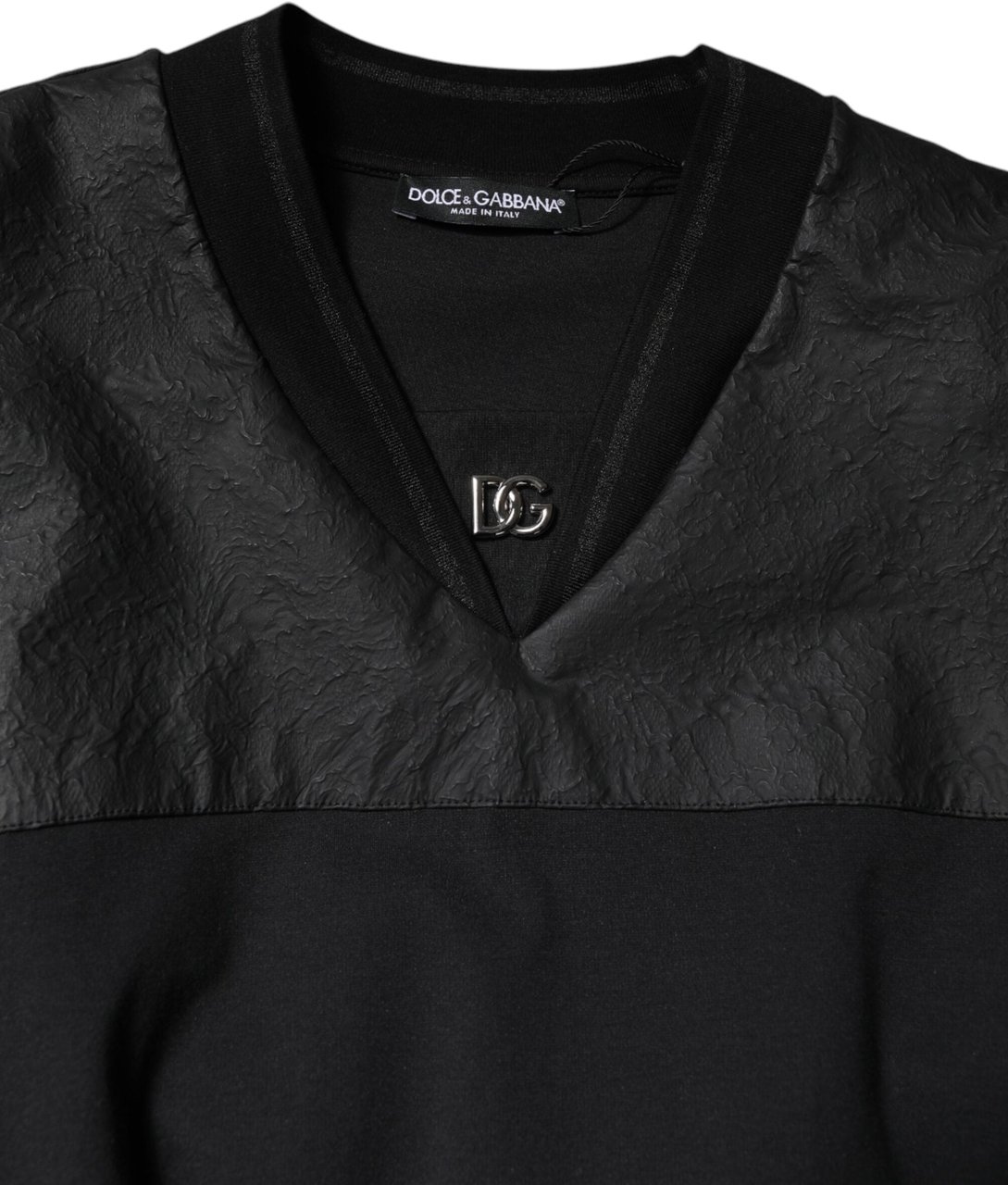 Dolce & Gabbana Black Cotton Short Sleeves V-neck T-shirt Zwart