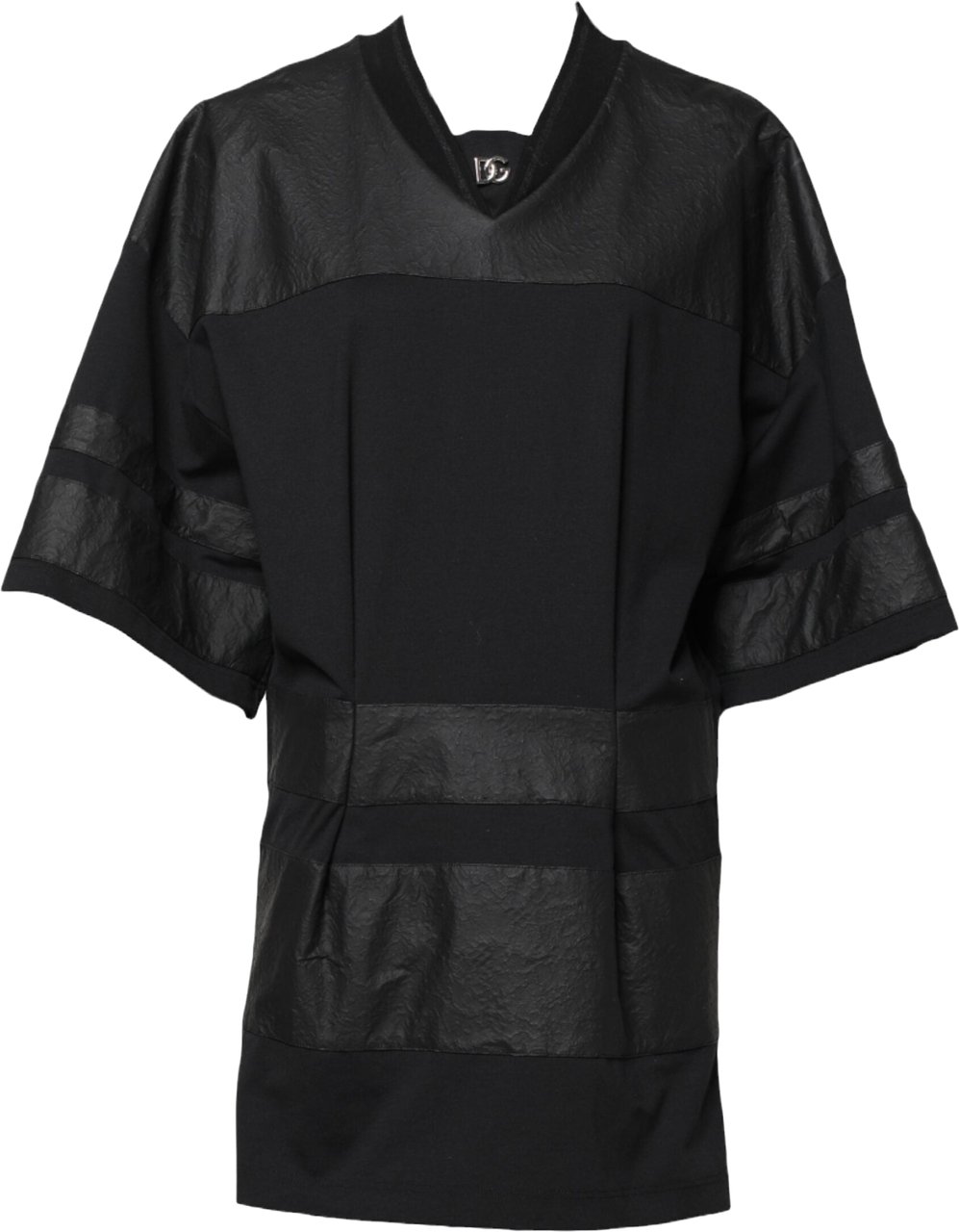 Dolce & Gabbana Black Cotton Short Sleeves V-neck T-shirt Zwart