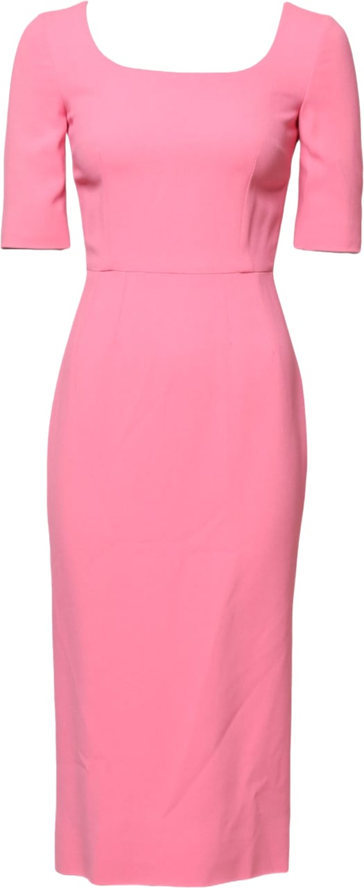 Dolce & Gabbana Pink Viscose Short Sleeve Sheath Midi Dress Roze