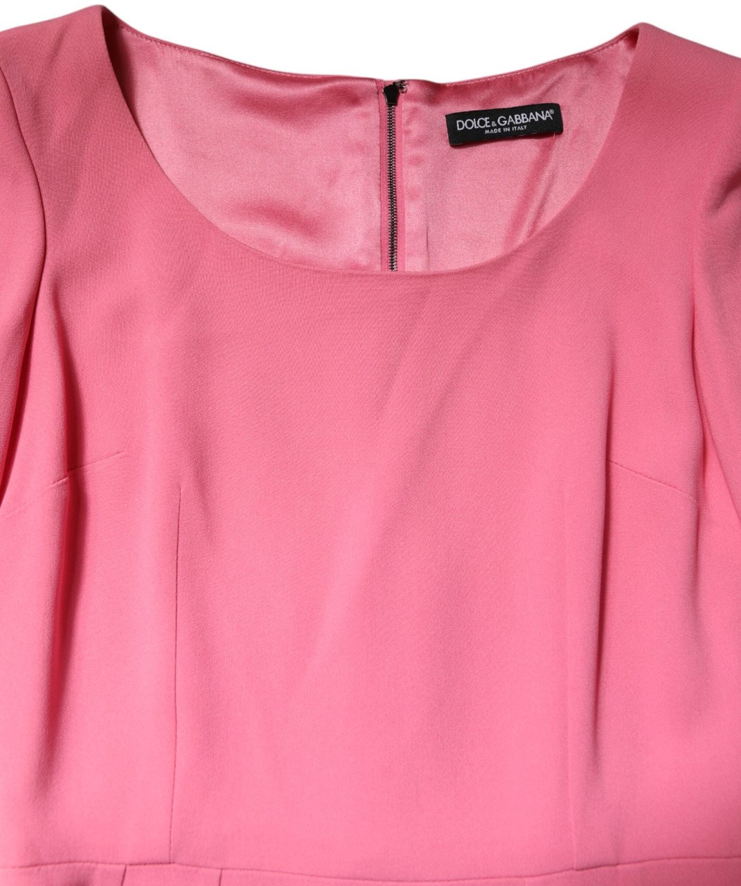 Dolce & Gabbana Pink Viscose Short Sleeve Sheath Midi Dress Roze