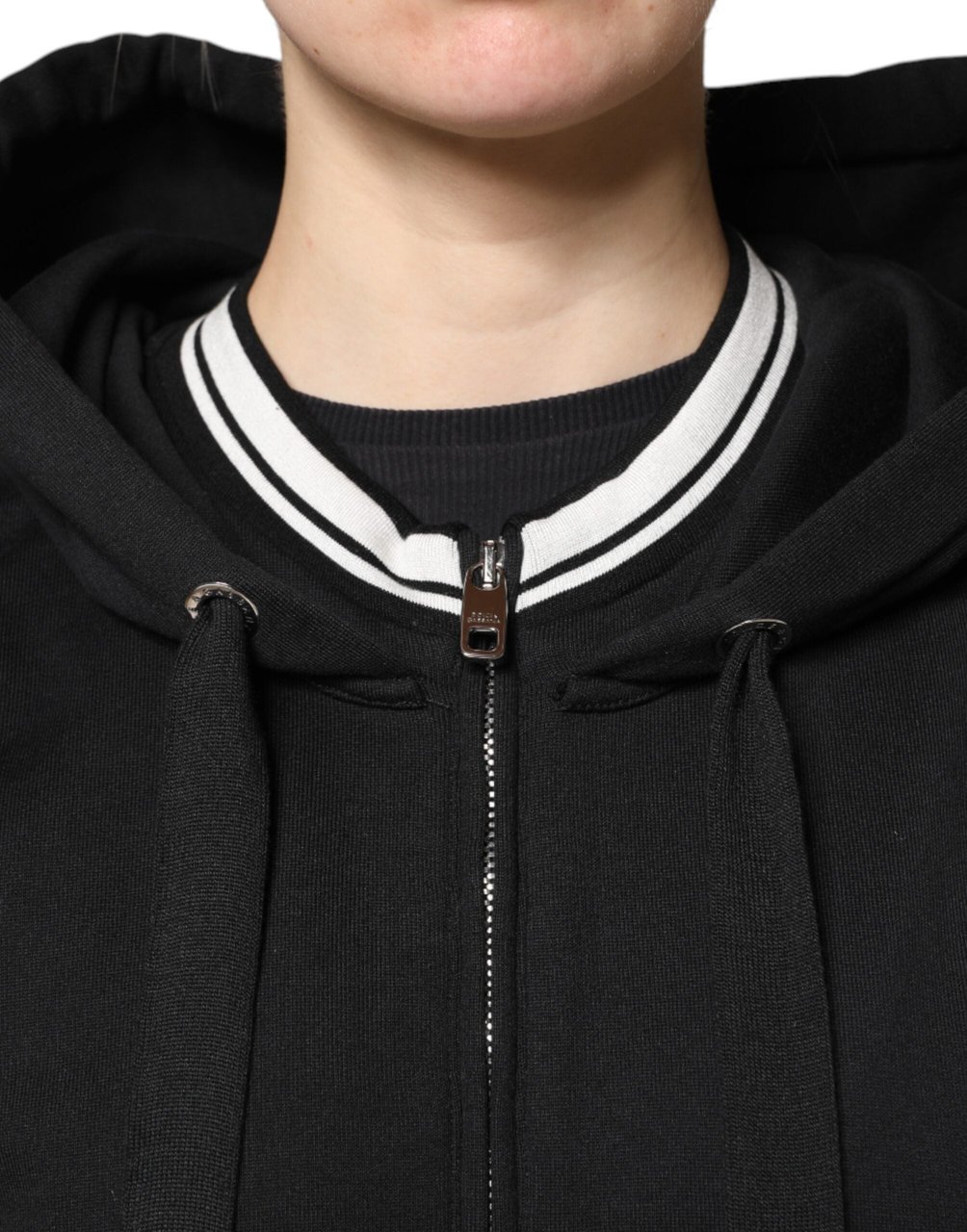 Dolce & Gabbana Black Cotton Hooded Full Zip Sweatshirt Sweater Zwart