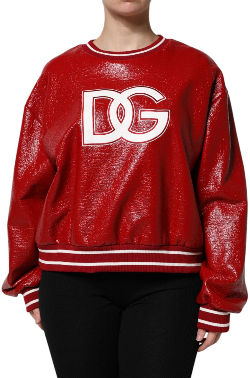 Dolce & Gabbana Red Wool DGLogo Embroidery Pullover Sweater Rood