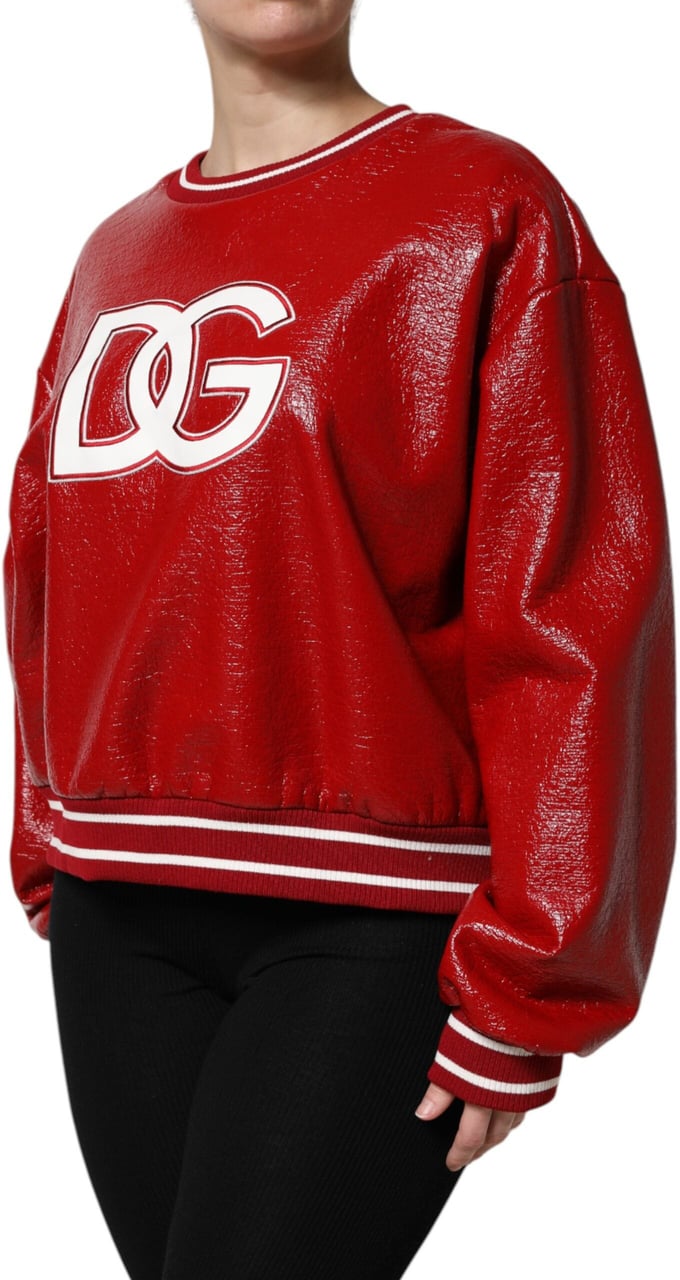 Dolce & Gabbana Red Wool DGLogo Embroidery Pullover Sweater Rood