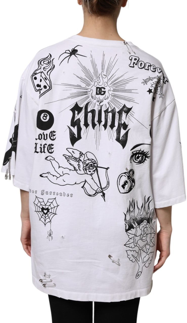 Dolce & Gabbana White Cotton DG BLESSED Printed T-shirt Divers