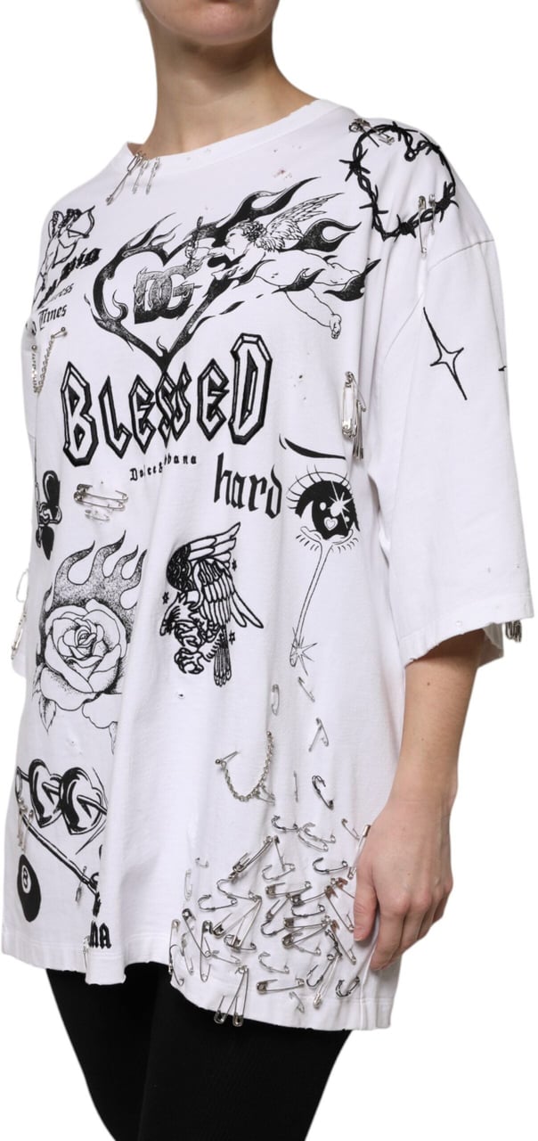 Dolce & Gabbana White Cotton DG BLESSED Printed T-shirt Divers