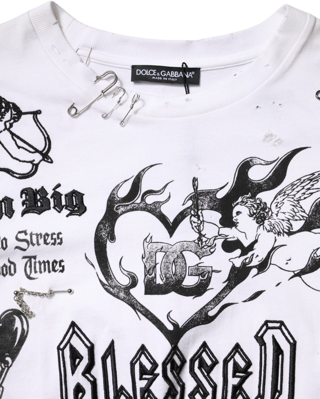 Dolce & Gabbana White Cotton DG BLESSED Printed T-shirt Divers