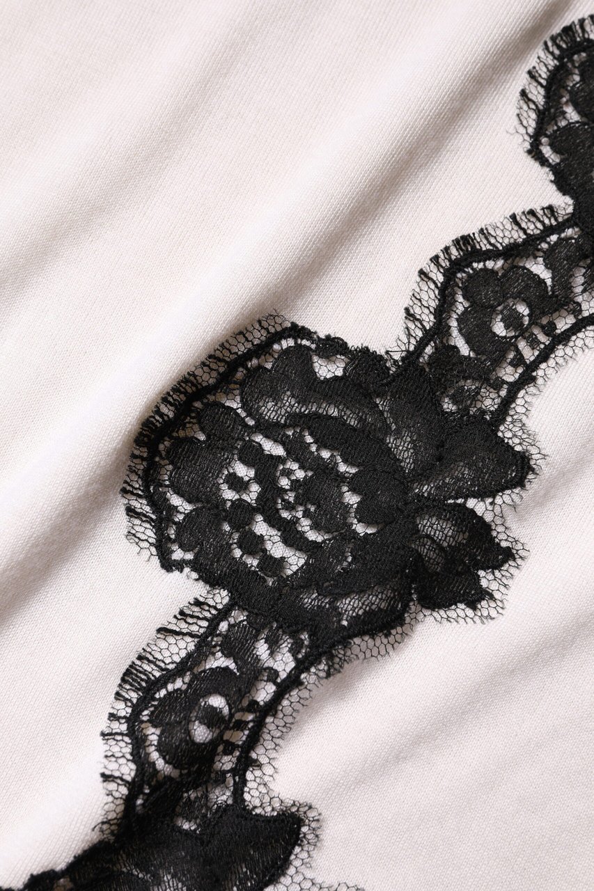Dolce & Gabbana White Cashmere Floral Lace Detailing Tank Top Divers