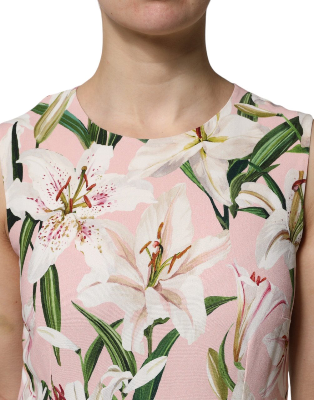 Dolce & Gabbana Multicolor Floral Print Round Neck Tank Top Zwart