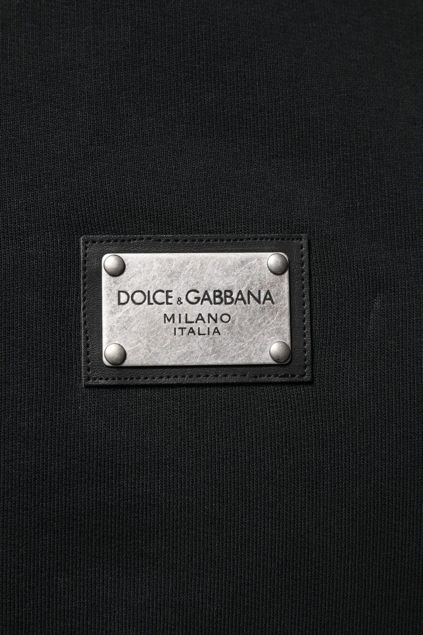 Dolce & Gabbana Black Logo Full Zip Hooded Men Sweatshirt Sweater Zwart