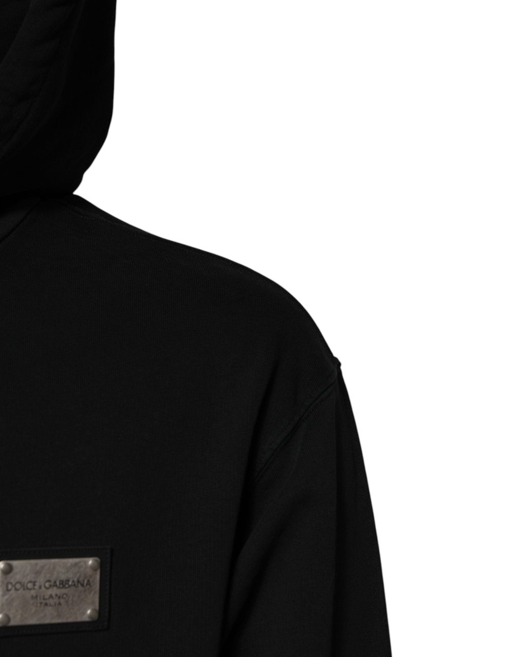Dolce & Gabbana Black Logo Full Zip Hooded Men Sweatshirt Sweater Zwart
