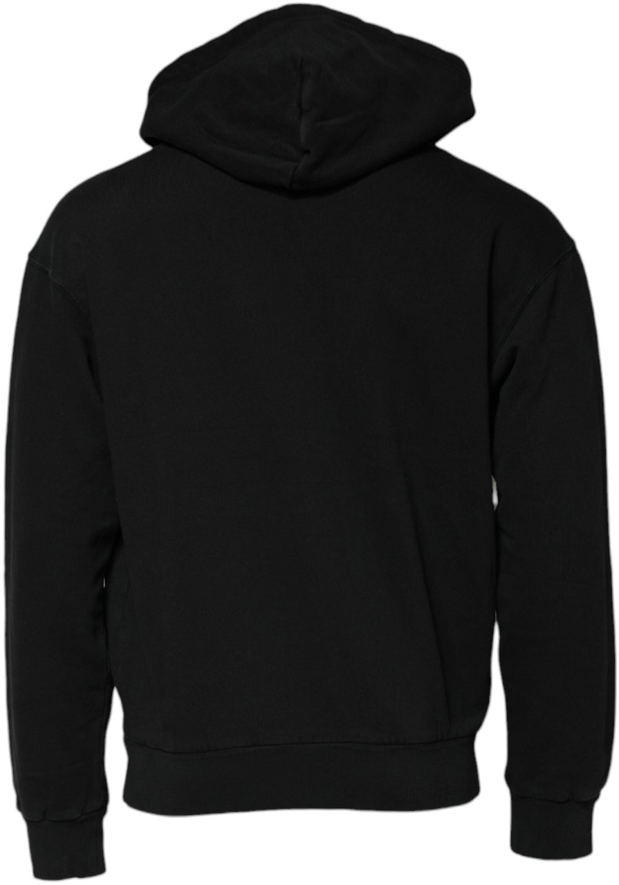 Dolce & Gabbana Black Logo Full Zip Hooded Men Sweatshirt Sweater Zwart