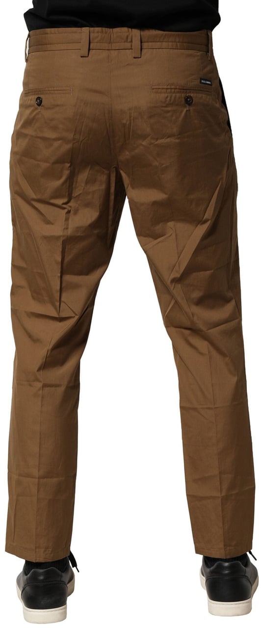 Dolce & Gabbana Brown Cotton Chino Mid Waist Men Pants Bruin