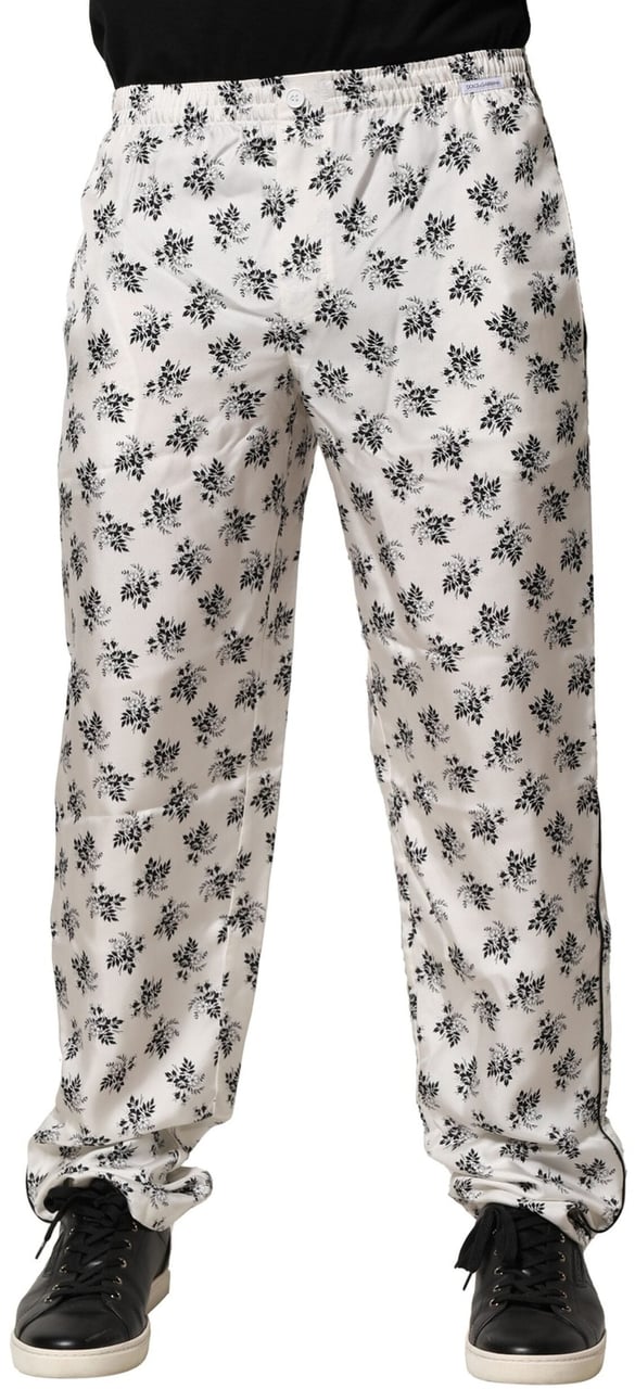 Dolce & Gabbana White Floral Silk Casual Lounge Pants Wit