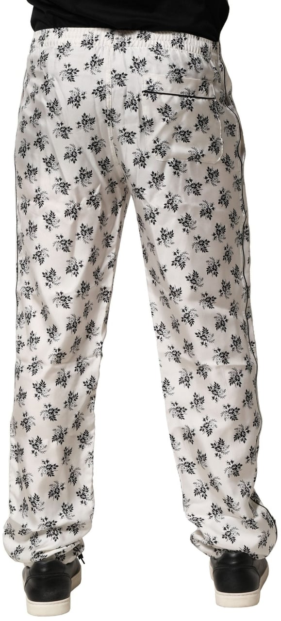 Dolce & Gabbana White Floral Silk Casual Lounge Pants Wit